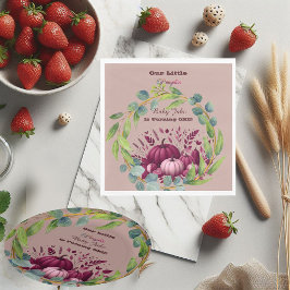 Our Little Pumpkin 1st Birthday Fall Wreath Purple スタンダードランチョンナプキン