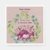 Our Little Pumpkin 1st Birthday Fall Wreath Purple スタンダードランチョンナプキン (正面)