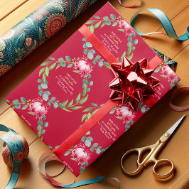 Our Little Pumpkin 1st Birthday Green Wreath Pink ラッピングペーパー