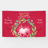 Our Little Pumpkin 1st Birthday Green Wreath Pink 横断幕 (横)