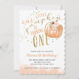 Our Little Pumpkin 1st Birthday Invitation Fall 招待状