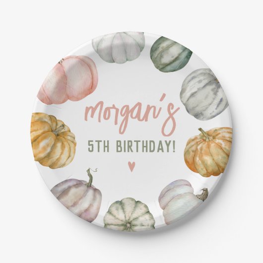 Our Little Pumpkin Cute Fall Birthday Party ペーパープレート (正面)