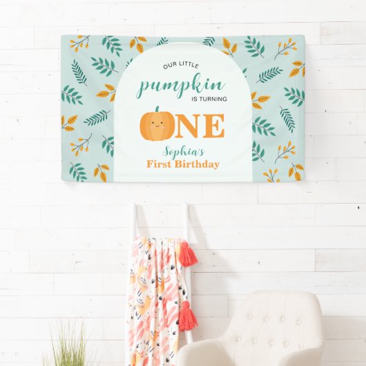 Our Little Pumpkin Fall 1st Birthday 横断幕 (インサイチュ)