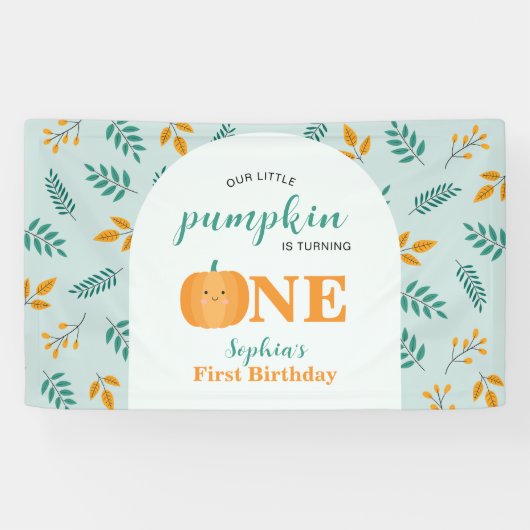 Our Little Pumpkin Fall 1st Birthday  横断幕 (横)