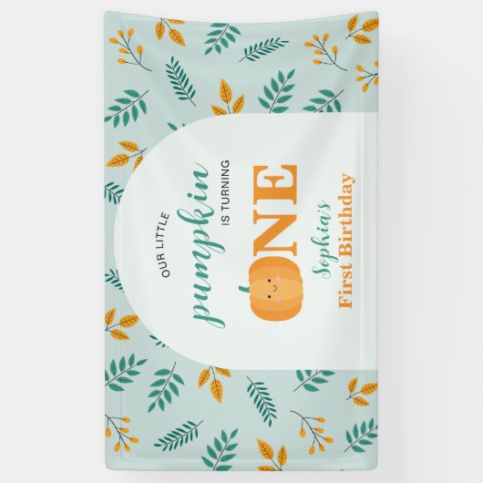 Our Little Pumpkin Fall 1st Birthday  横断幕 (縦)