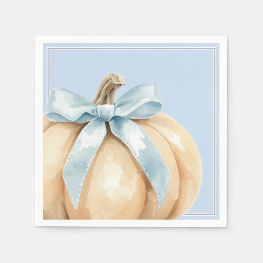 Our Little Pumpkin Fall Baby Shower Blue Baby Boy スタンダードカクテルナプキン (正面)