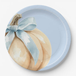 Our Little Pumpkin Fall Baby Shower Blue Baby Boy ペーパープレート
