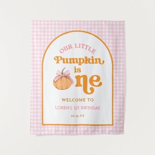 Our Little Pumpkin Girl 1st Birthday Party Banner タペストリー (正面)