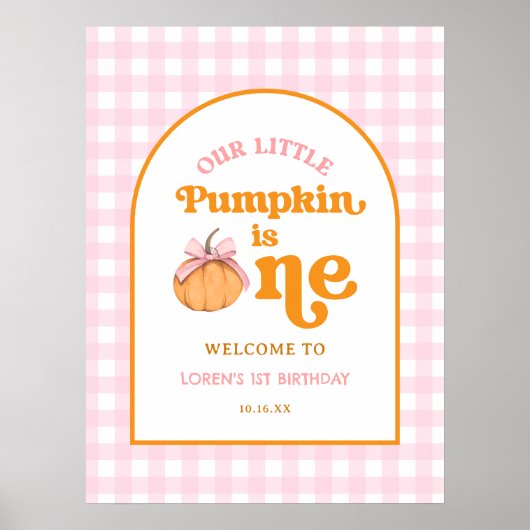 Our Little Pumpkin Girl 1st Birthday Welcome ポスター (正面)