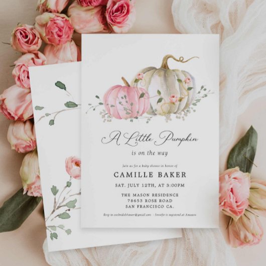Our Little Pumpkin Girl Baby Shower 招待状