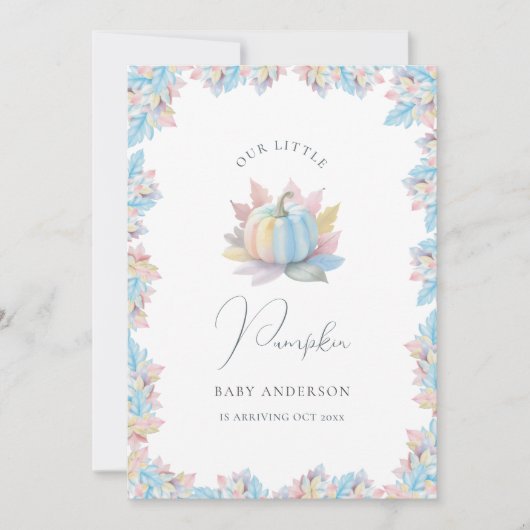 Our Little Pumpkin is Arriving Fall Baby Arrival 案内状 (正面)