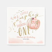 Our Little Pumpkin Is Turning One 1st Birthday スタンダードカクテルナプキン (正面)