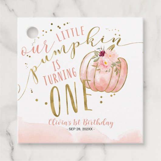 Our Little Pumpkin Is Turning One 1st Birthday フェイバータグ (正面)