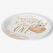 Our Little Pumpkin Is Turning One 1st Birthday ペーパープレート (アングル)