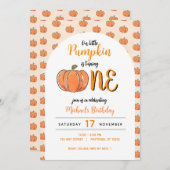 Our Little Pumpkin Modern Fall Birthday 招待状 (正面/裏面)