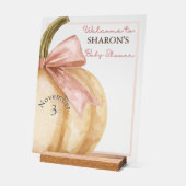 Our Little Pumpkin on the Way Fall Baby Shower アクリルサイン (傾斜)