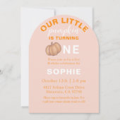 Our little Pumpkin Orange 1st Birthday 招待状 (正面)