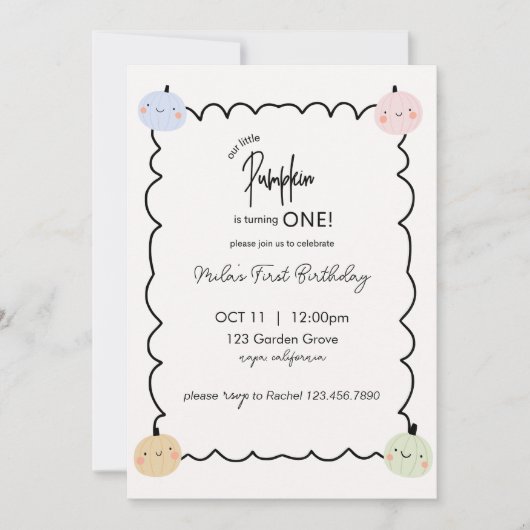 Our Little Pumpkin’s First Birthday Invitation 招待状 (正面)