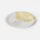 Our Little Ray of Sunshine Baby Shower Invitation ペーパープレート (アングル)