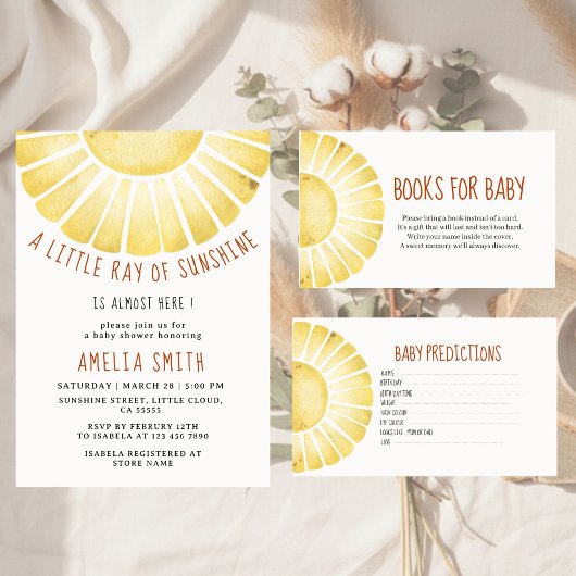 Our Little Ray of Sunshine Baby Shower Invitation 招待状