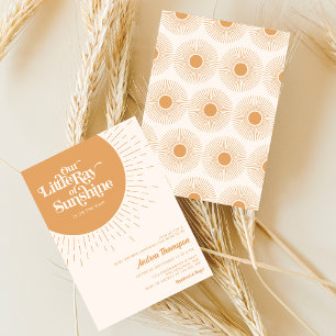 Our Little Ray of Sunshine Boho Baby Shower 招待状