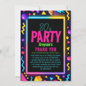 our little Retro Neon 80's Birthday Party サンキューカード (正面)