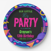 our little Retro Neon 80's Birthday Party ペーパープレート (正面)