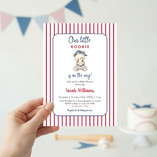 Our Little Rookie Baby Shower Boy Invitation 招待状