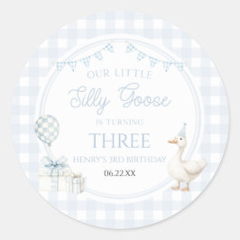 Our Little Silly Goose Blue Birthday Party ラウンドシール