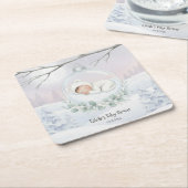 Our Little Snowbaby is on the way Winter Drinkware スクエアペーパーコースター (アングル)