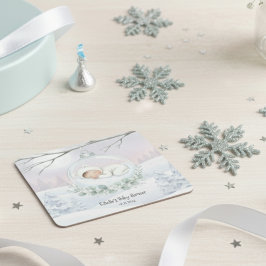 Our Little Snowbaby is on the way Winter Drinkware スクエアペーパーコースター