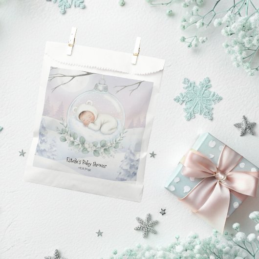 Our Little Snowbaby is on the way Winter Keepsake フェイバーバッグ