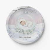 Our Little Snowbaby is on the way Winter Serving ペーパープレート (正面)