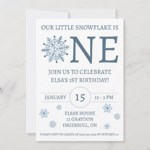 Our Little Snowflake が 1 歳に、お誕生日パーティー 招待状