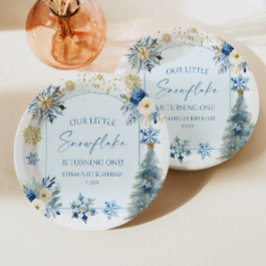 Our Little Snowflake Blue Winter Birthday Party ペーパープレート