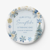 Our Little Snowflake Blue Winter Birthday Party ペーパープレート (正面)