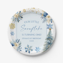 Our Little Snowflake Blue Winter Birthday Party ペーパープレート