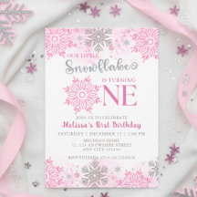 Our Little Snowflake Pink Silver Winter Birthday