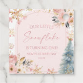 Our Little Snowflake Pink Winter Birthday Party フェイバータグ (裏面)