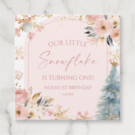 Our Little Snowflake Pink Winter Birthday Party フェイバータグ