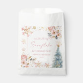 Our Little Snowflake Pink Winter Birthday Party フェイバーバッグ (正面)