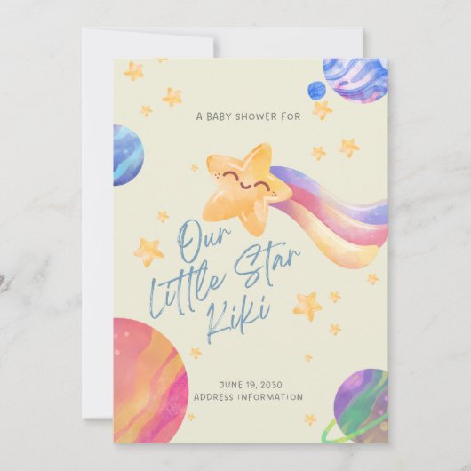 “Our Little Star” Baby Shower Invitation 招待状 (正面)