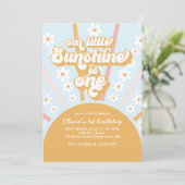 Our Little Sunshine ボヘミアン フラワー 1歳の誕生日 招待状 (スタンド正面)