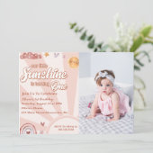 Our Little Sunshine 1st Birthday Rainbow写真 招待状 (スタンド正面)
