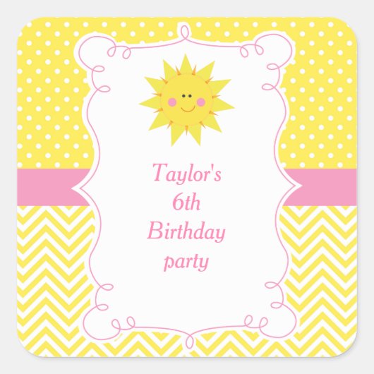 Our little Sunshine Birthday Thank You スクエアシール (正面)