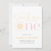 Our Little Sunshine Girl's 1st Birthdayパーティー 招待状 (正面)