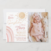 Our Little Sunshine Rainbow 2nd Birthday Photo 招待状 (正面)