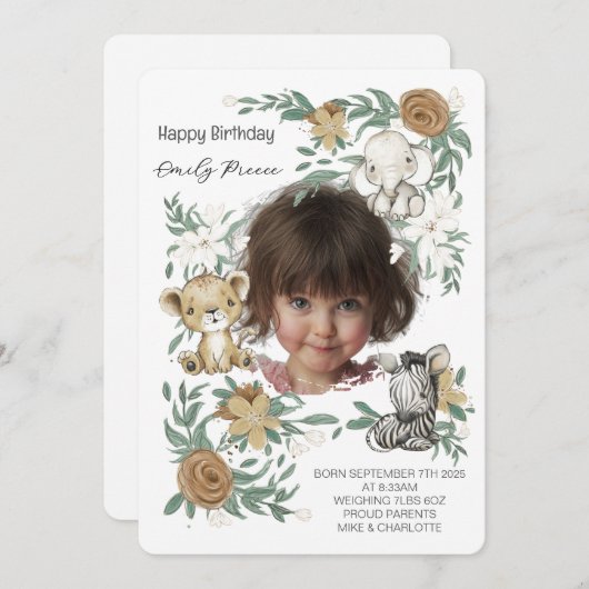 Our Little Sunshine’s Birthday Bash Invitation 招待状 (正面/裏面)