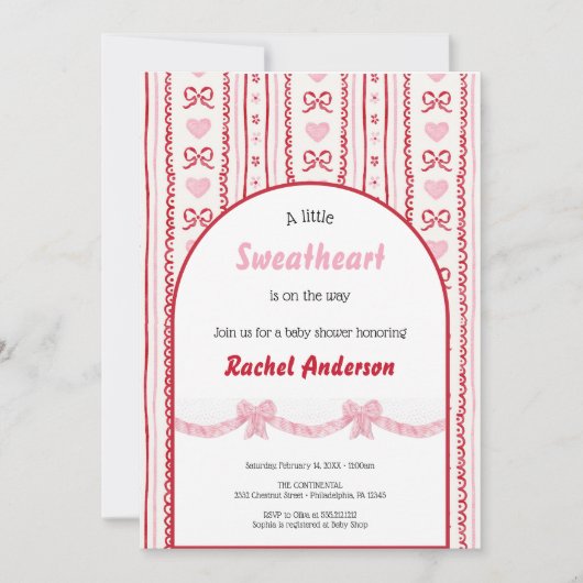 OUR LITTLE SWEATHEART VALENTINE BABYSHOWER PARTY  招待状 (正面)