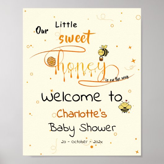 Our Little Sweet Honey Is On The Way Baby Shower ポスター (正面)